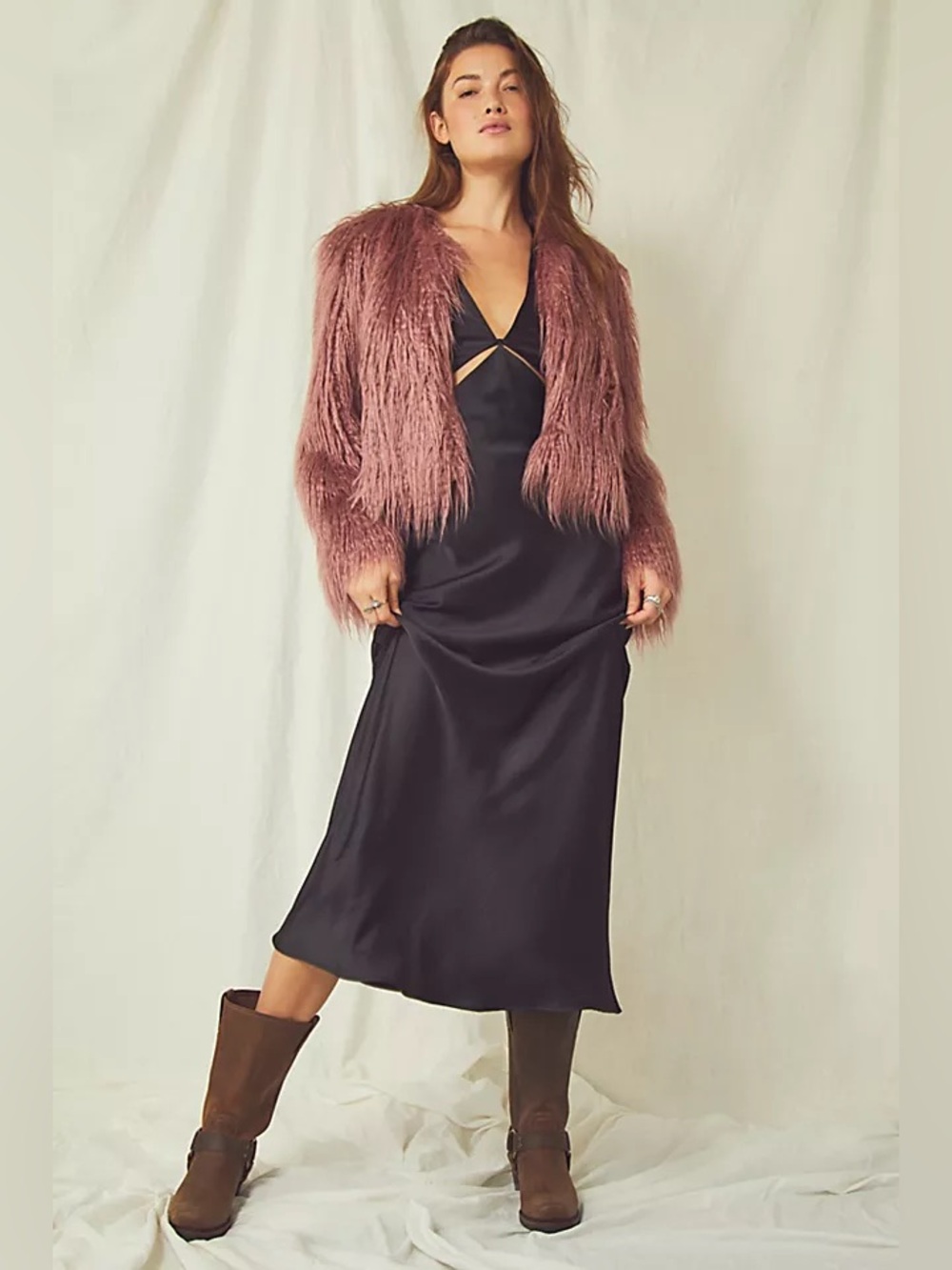Free People Peyton Faux-Fur Cropped Jacket